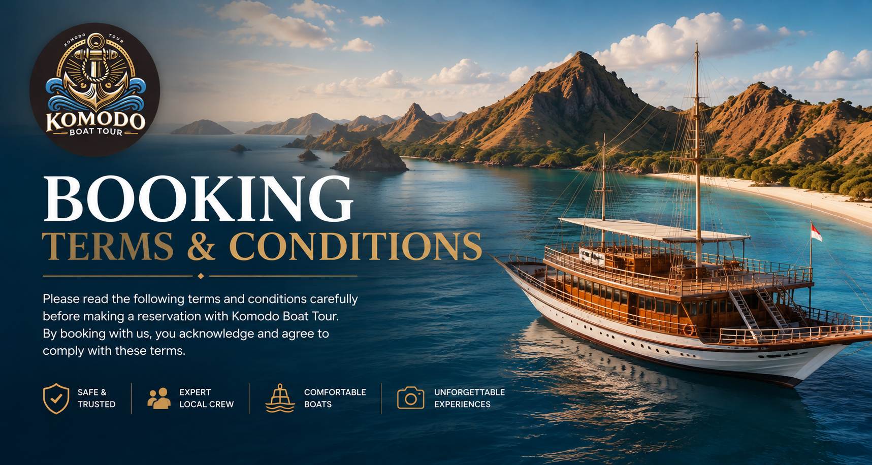 komodo boat tour, booking terms and conditions